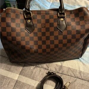 Fashion Checkered Brown Handbag size 35